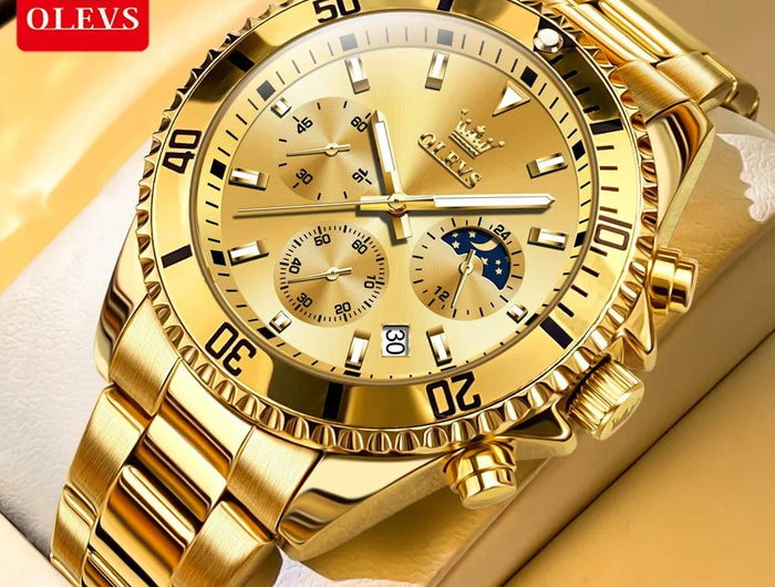 OLEVS Men's Classic Watches with Date Waterproof Luminous Luxury Big Dial Men's Wrist Dress Stainless Steel Men Watch
