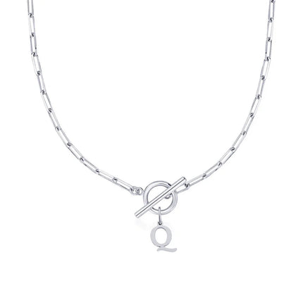Women stainless steel Initial necklace A-Z Letter charms pendant Choker Women silvery Chain Ot Deduction Necklace For Women 2025 PlatiNum