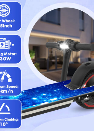 Monopattino Elettrico per Bambini 150W, 15km/h e Autonomia 10-15km, 3 Modalità di Velocità, Pneumatici da 6.5'', Doppio Freno, Design Pieghevole per Bambini 6-12 Anni