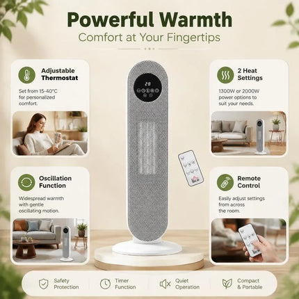Ceramic Radiator Appoint 21 X 21 X 21 X 63 cm Fast Heating Energy Efficient Ceramic Appoint 63 cm Heater for Living Room Bedroom Office Minimalist Modern Design Portable with Remote Control