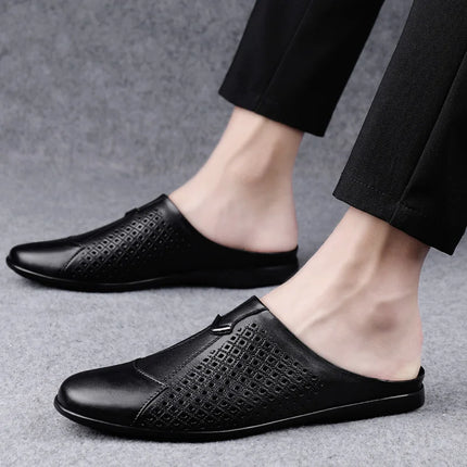 2024 Adulto Estate Mezza Trascinare Piselli In Pelle Mens Scarpe Da Guida Penny Mocassini da Uomo Mocassini Uomo Muli Tenis Masculino Bianco
