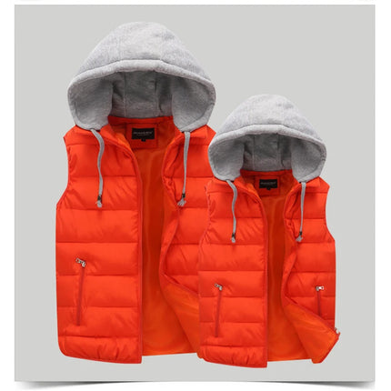 Autumn Winter Mens Warm Down Padded Vests Fashion Men Thermal Windbreaker Waistcoats Men Zipper Hooded Parkas Vests Clothing