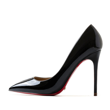 HLTINO nero punta a punta tacchi inferiori rossi moda donna primavera estate décolleté scarpe in vera pelle per scarpe da donna da festa quotidiana