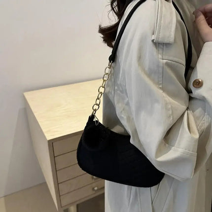 Mini Women Shoulder Bags Fashion Felt Women's Bag Design Advanced Underarm Handbags Mini Saddle Bag PlatiNum