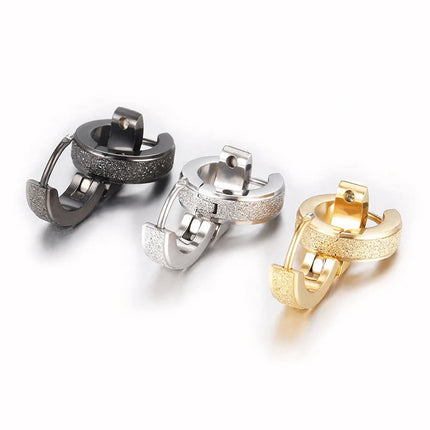 Orecchini a cerchio in acciaio inossidabile con glassa larga 2 pezzi orecchini rotondi neri per donna uomo Punk Vintage Circle Earring Jewelry Statement platinumshop