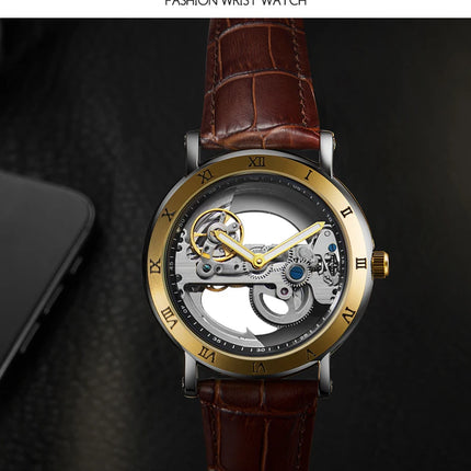 AKDPN Men's Watches Automatic Mechanical Stainless Steel Men's Wrist Watch Skeleton Automatic Watches for Man Watch Montre Homme