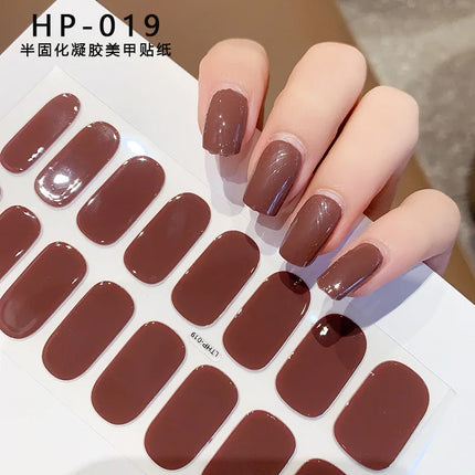 Semi Cured Wraps Fast Gel Nail Sticker Soild Nail Gel Wraps Adhesive Full Cover Gel Nail Decal UV Lamp Cured Manicure Decoration2028