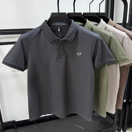 High-quality men's polo shirt, heavy cotton, summer, new, classic, branded, embroidered, comfortable, breathable, fashionable, short sleeve