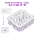 Professional Turbo Vacuum Cleaner Brushless Nail Dust Collector Electric Nail Dust Extractor Fan for Manicure Table Nail Drill Acrylic Powder Gel Dust Removal