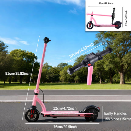 Monopattino elettrico AATOTMGO per bambini dai 6 ai 12 anni. Velocità massima: 16 km/h. Raggio d'azione: da 10 a 15 km. Pieghevole. Potenza: 125 W. 3 velocità, luci a LED, carico massimo: 70 kg.