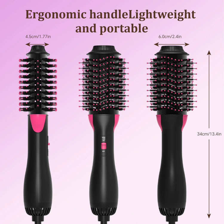 Blow Hair Dryer Brush, One-Step Hot Air Styler & Volumizer, Ionic Blowout Brush for Drying Straightening Curling, 3 Heat/2 Speed Settings, Anti-Frizz Ceramic Titanium, UK Plug