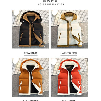 New Hooded Casual Men Waistcoat Comfortable Warm Zipper Male Sleeveless Jackets Solid Color Windproof Clothing for Men Spring