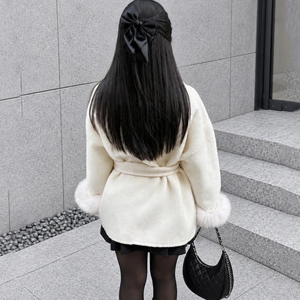 TARUXY Fox Fur Woolen Coats Women's Short Coat Office Lady Removable Elegant Double-sided Wool Overcoat 2025 New Cardigan Jacket