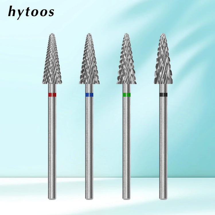 HYTOOS Tungsten Carbide Tree Cone Nail Drill Bits Professional E-file Bits for Acrylic Hard Gel Removal Manicure Pedicure Tool