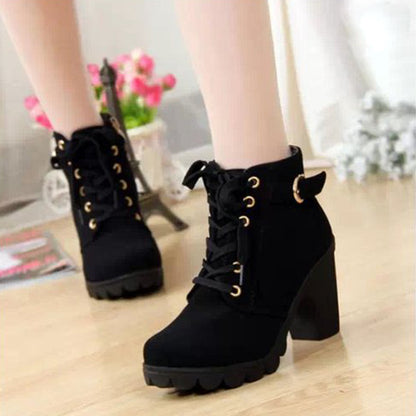 Women's Large Size Ankle Boots Autumn And Winter Cross-Strap Short Boots Gift for Christmas Birthday New Year