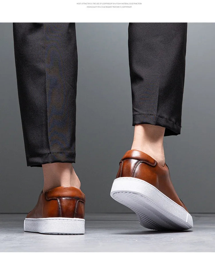 Plus Size 49 Trendy Men Leather Casual Shoes Soft Outdoor Sneakers Comfortable Lightweight Flat Shoes Classic Social Board Shoes