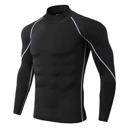 Men Compression Long Sleeve T Shirt Sportswear Male Skinny Tshirt Elastic Track Tracksuit Clothing Gyms Fitness T-shirt For Men PlatiNum