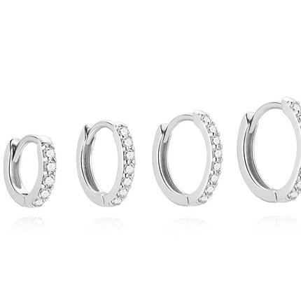 AIDE 1PC Sparkling Moissanite Piercing Stud Earrings 925 Sterling Silver Shining Circle Earring For Women Ear Bone Earring Jewel PlatiNum