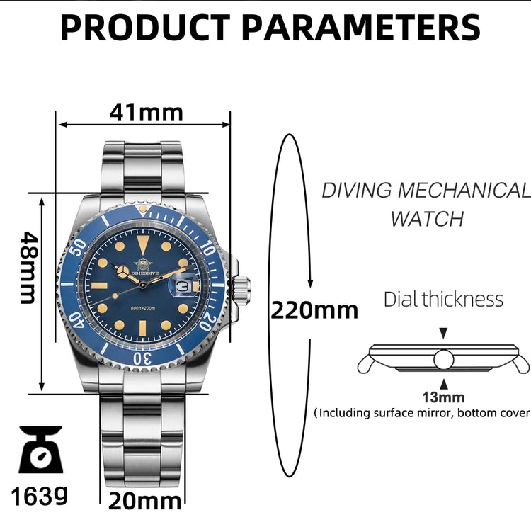 ADDIESDIVE 41mm AD2054 Men's Watch Diving Japanese Quartz Movement 200m Waterproof 316L Stainless Steel Ceramic Bezel Luminous