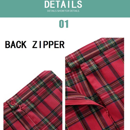 Damen Plissierter Schottenrock mit Fliege XS-5XL Harajuku Preppy Japanische Schuluniformen Mini Rock Sommer Jupe Kawaii für Mädchen