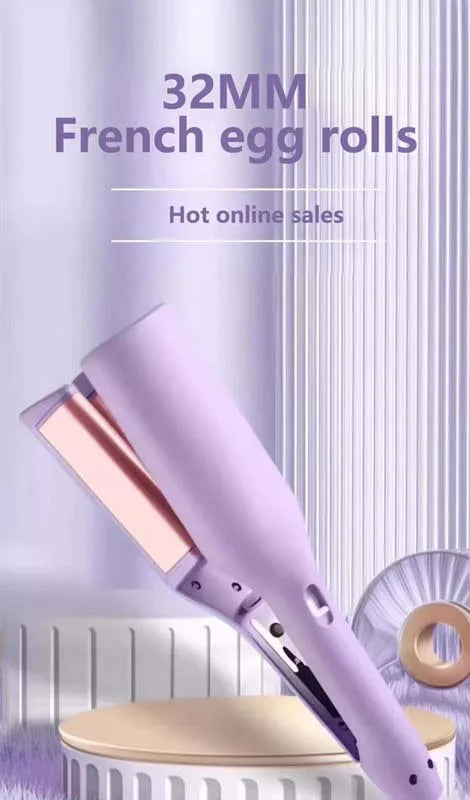 Fast Heating 32mm French Egg Roll Fully Wool Curling Iron Home-Use Wave Curling Iron Stick Portable Iron Hair Curling Tool