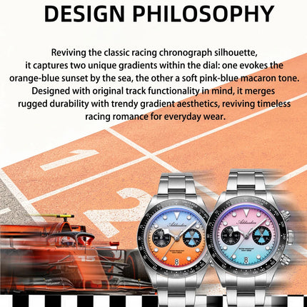 ADDIESDIVE Luxury Men's Quartz Watch AD2559 Ceramic Bezel Bubble Mirror Glass VK64 Chronograph Watches New Calendar Wristwatch