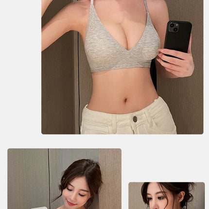 Women Sexy Seamless Bras Deep V Neck Bralette Lingerie Letter Strap Tops Push Up Underwear Wireless Brassiere For Female Bra