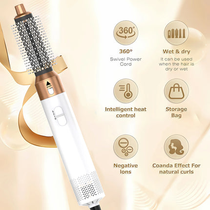 LUXLOCK 5-In-1 Hair Dryer Curling Iron Hot Air Comb Dyso Air Bag Hair Dryer Styling Tool Straightener Hairdressing Tool Gift