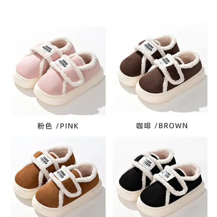 Indoor Warm Cotton Slippers For Women Winter Platform Shoes Soft Plush Thick Sole Girls Home Floor Daily Walking Fluffy Shoes