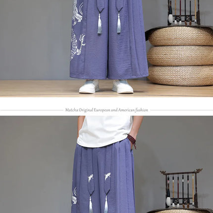 Pantaloni Larghi da Uomo Streetwear con Stampa Drago, Pantaloni Harem Casual, Pantaloni da Jogging Vintage, Nuovi Pantaloni Primaverili ed Estivi