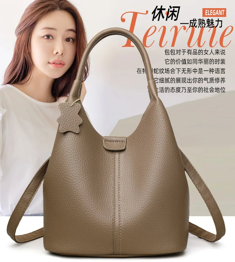 2025 French Women's Handbag PU Leather Shoulder Bag Casual Versatile Tote Bag Soft Leather Stylish Crossbody Bag For Women
