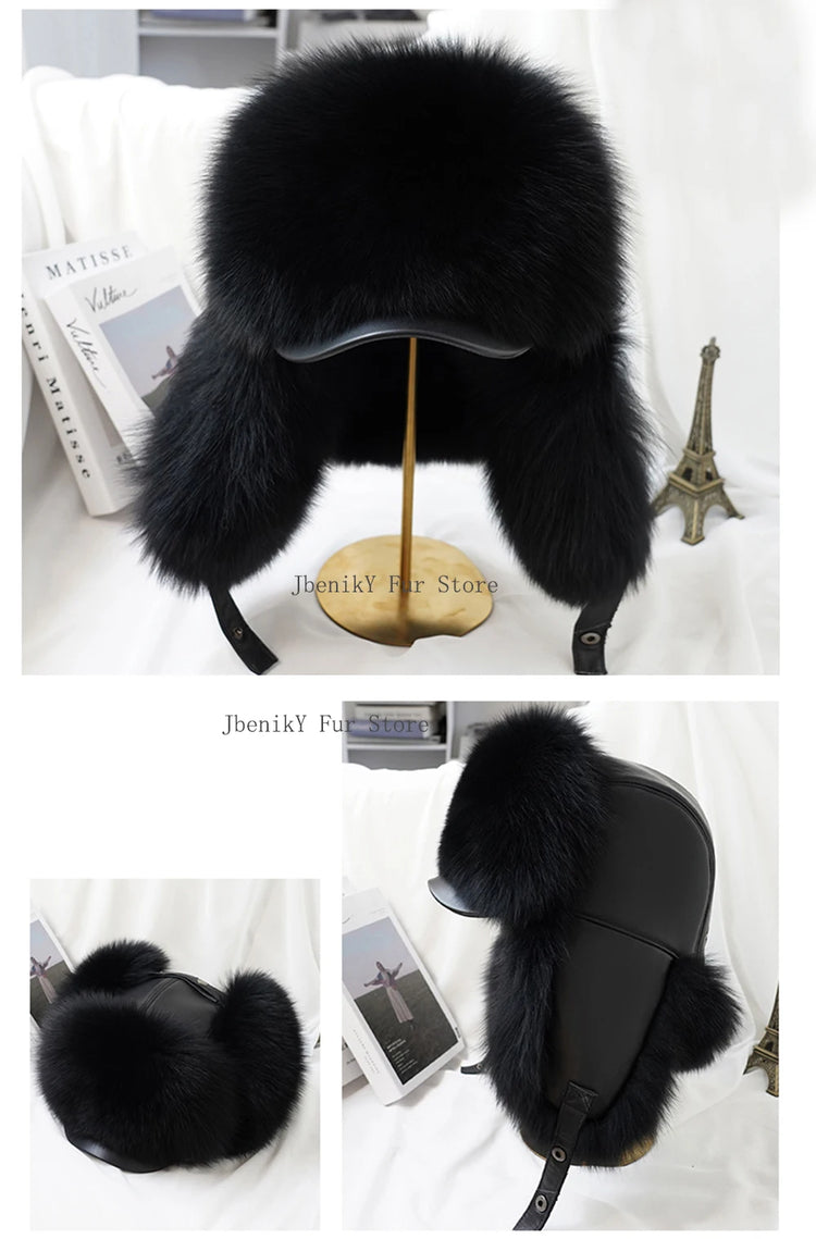 2026 Cap 100% Raccoon Dog Full Fur Fox Fur Hat Men's Fur Ear Protection Winter Thickened and Warm Russian Hat Men's Trend