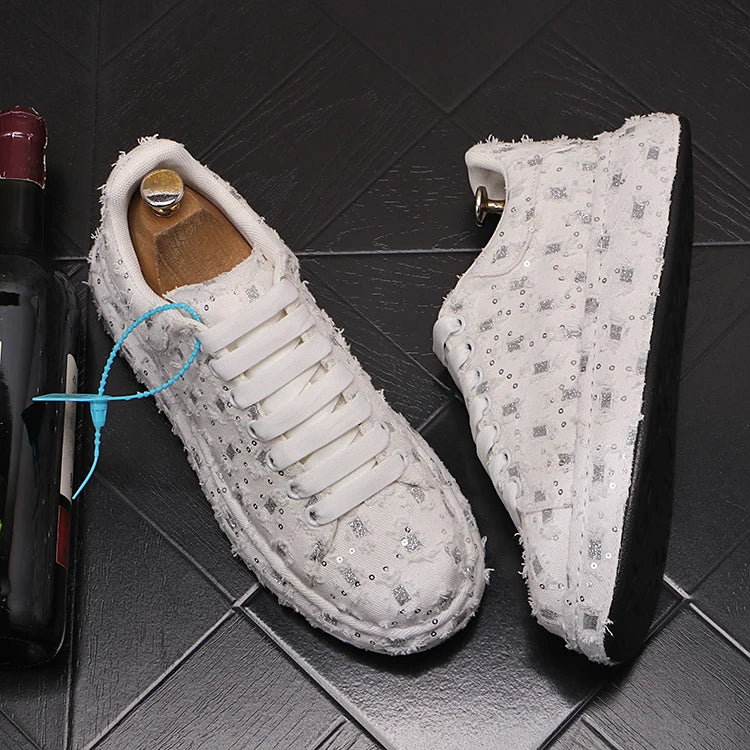 New Fashion Men Embroidery Canvas glitter Loafers Mens Casual Oxford Shoes Wedding Groom Driving Homecoming Business Footwear