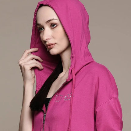 Europe and the United States cross-border new Y2k retro "Bebe" printed pink retro hot diamond sexy casual hoodie