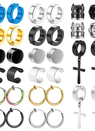 1/16 paia di orecchini a bottone magnetici da uomo in acciaio inossidabile con croce Non penetrante orecchini a cerchio Unisex CZ Magnet Clip on Earring platinumshop