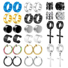 1/16 paia di orecchini a bottone magnetici da uomo in acciaio inossidabile con croce Non penetrante orecchini a cerchio Unisex CZ Magnet Clip on Earring platinumshop