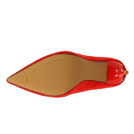 Donne 9 cm Tacchi alti Festa quotidiana Décolleté in pelle scamosciata colorata Scarpins femminili Stiletto Banchetto serale Rosso Giallo Scarpe Plus Size 34-43