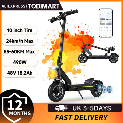 Monopattino elettrico TODIMART D5 D6 D6PRO 48V 18.2Ah 490W Max, velocità 24 km/h, autonomia 40-60 km, sospensioni a molla, connessione APP, monopattino elettrico fuoristrada per adulti
