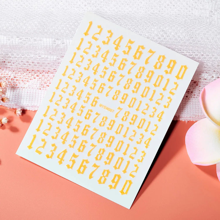 1PC 26-English Alphabet Number 3D Self-adhesive Nail Art Decal Sticker Word Small Letter Nail Decals Sticker Manicure Decoration