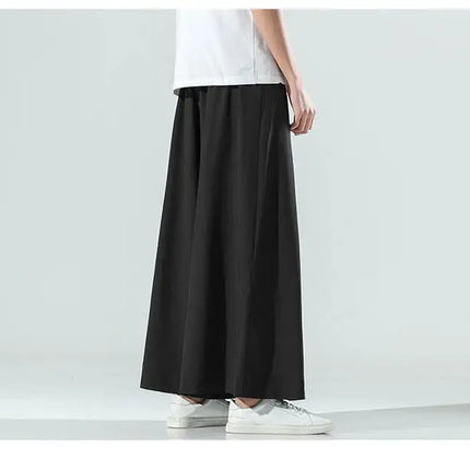 Abbigliamento da uomo in stile cinese estate sottile seta di ghiaccio pantaloni larghi Casual da uomo larghi Plus Size Hakama Harajuku pantaloni Hip Hop oversize