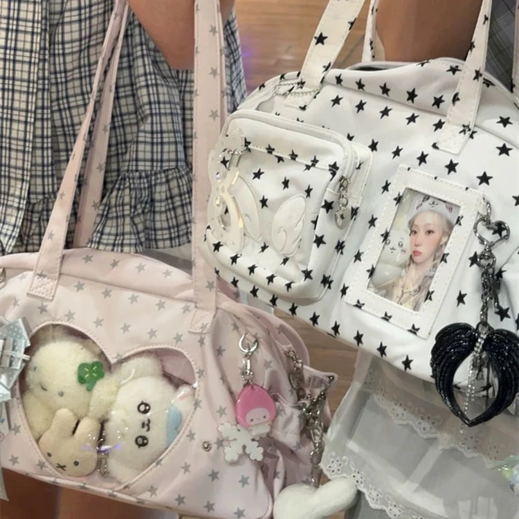 Borse Ita Trasparenti Giapponesi da Donna, Stile Y2k, Stampa a Stelle, Borsa Sottobraccia alla Moda, Dolce e Kawaii