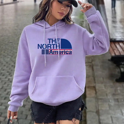 North America letter Print Hoodies Women tops Sweatshirt Aesthetic Hooded Shirt pink designer Luxury clothing Woman y2k clothes