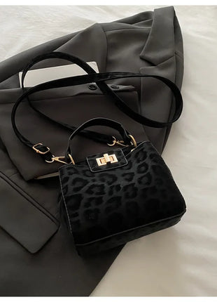 Elegante Mini Borsa a Tracolla con Manico Superiore, Chiusura Dorata, Versatile Borsa in Finta Pelle Scamosciata e Pelle per Uso Quotidiano Femminile