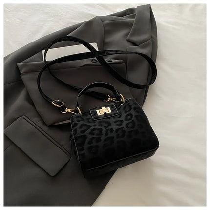 Elegante Mini Borsa a Tracolla con Manico Superiore, Chiusura Dorata, Versatile Borsa in Finta Pelle Scamosciata e Pelle per Uso Quotidiano Femminile