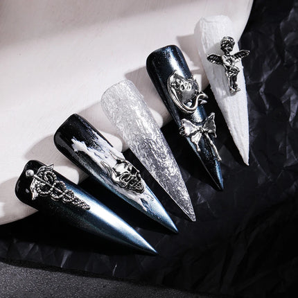 20pcs Style Mix Halloween Nail Art Charm Silver Cross Retro 3D Nail Decoration for Manicure DIY Design Metal Accessories Parts