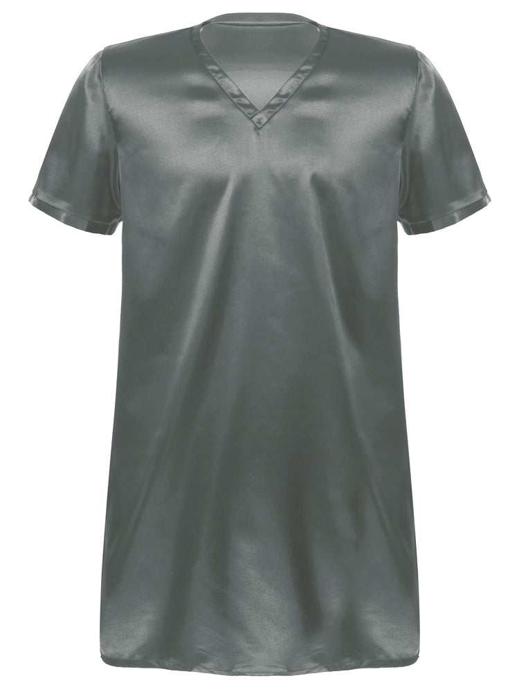 Donna uomo pigiama in raso di seta pigiameria maniche corte camicia da notte Kimono accappatoio abito da notte accappatoio camicia da notte estiva Homewear