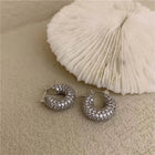 Stainless Steel Gold Color Large Round Hoop Earrings for Women Exquisite Shiny Zircon Circle Huggie Chunky Earring Jewelry Gifts PlatiNum