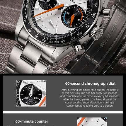 ADDIESDIVE 37mm Watch For Men Chronograph 10Bar Diver BGW9 Luminous Bubble Mirror Glass AD2539 Aluminum Ring VK63 Quartz Watches