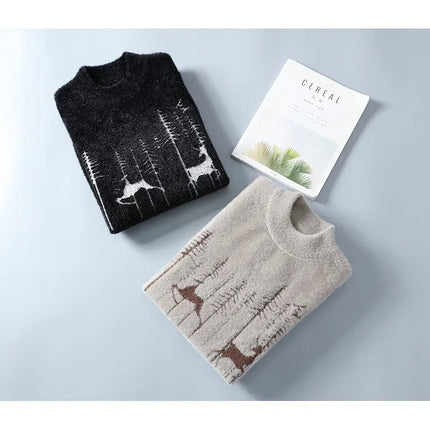 Winter new style Men's Sweater Long sleeve Letter Pattern Men Fashion Sweaters Thicken Warm Wool Pullovers Sweater