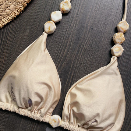 Costume da bagno bikini sexy con perline 2026 da donna, set bikini halter con scollo a V, abbigliamento da spiaggia estivo platinumshop